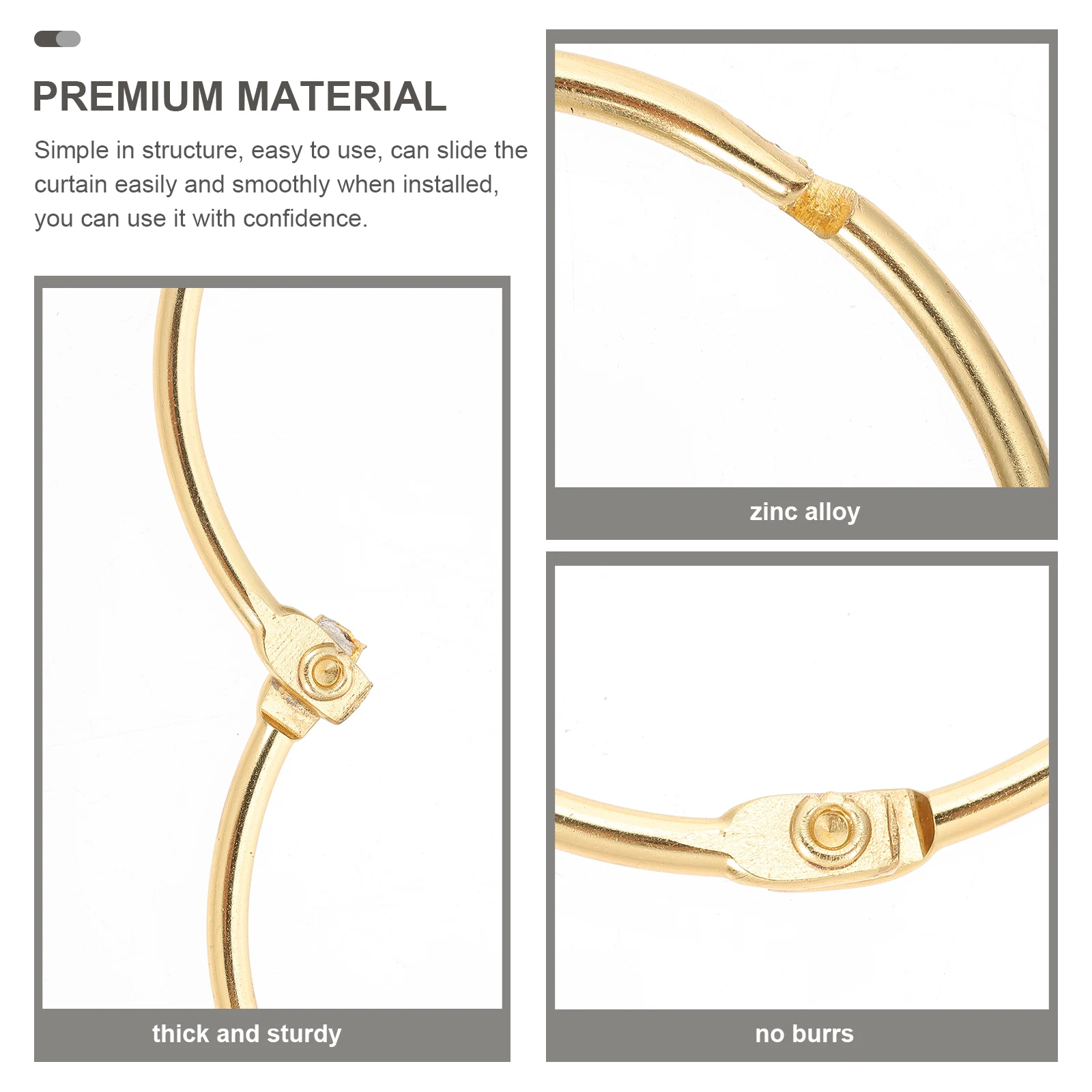 

24pcs Shower Curtain Rings Round Metal Hooks For Bath Drape Loop Replacement Heavy Duty Lightweight No Burrs Bathroom