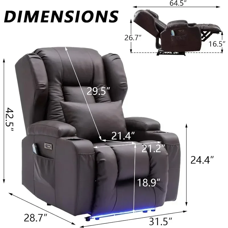 Fauteuil inclinable électrique avec massage et chauffage, fauteuil inclinable, canapé confortable, siège de cinéma maison, salon