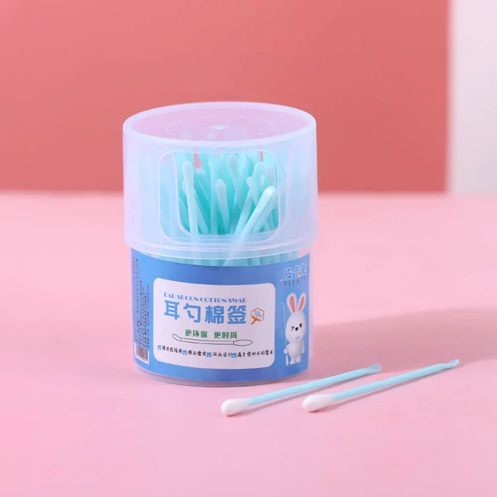 4 صناديق أذني أعواد قطنية ذات رؤوس مزدوجة آمنة صديقة للبيئة للبالغين مسحات قطنية للصرف الصحي اليومي أدوات تنظيف الأذن