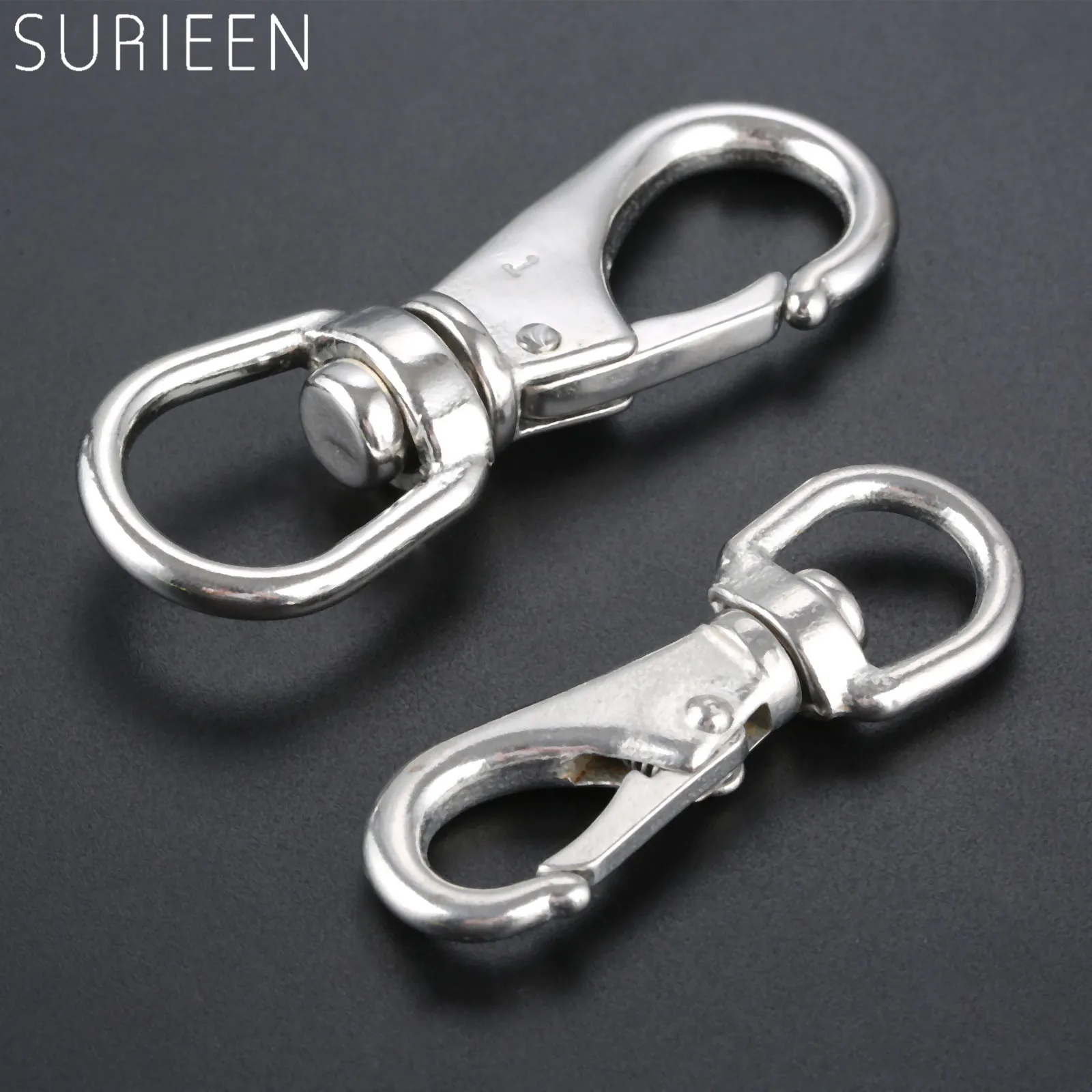 Marine Stainless Steel 360 Degree Round Eye Base Swivel Bolt Snap Hook Keychain Chain Clip 4mm 5mm For Boats Lifting Cable Wires