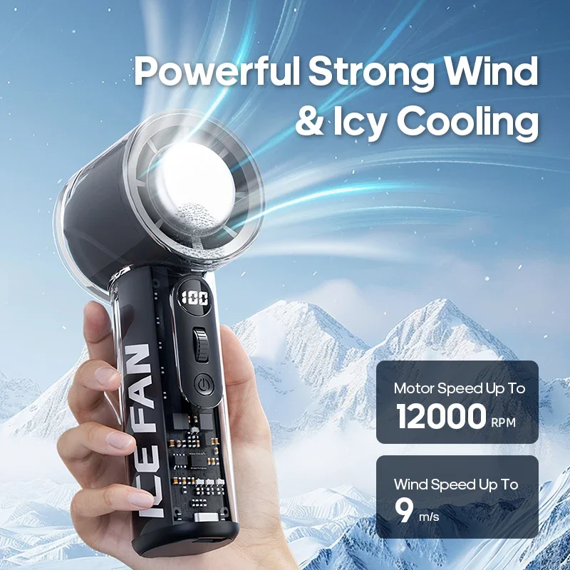 Outdoor New Portable Refrigeration Small Air Conditioner 100 Wind High-speed Mini Handheld Fan 3000mAh USB Outdoor Turbo Fan