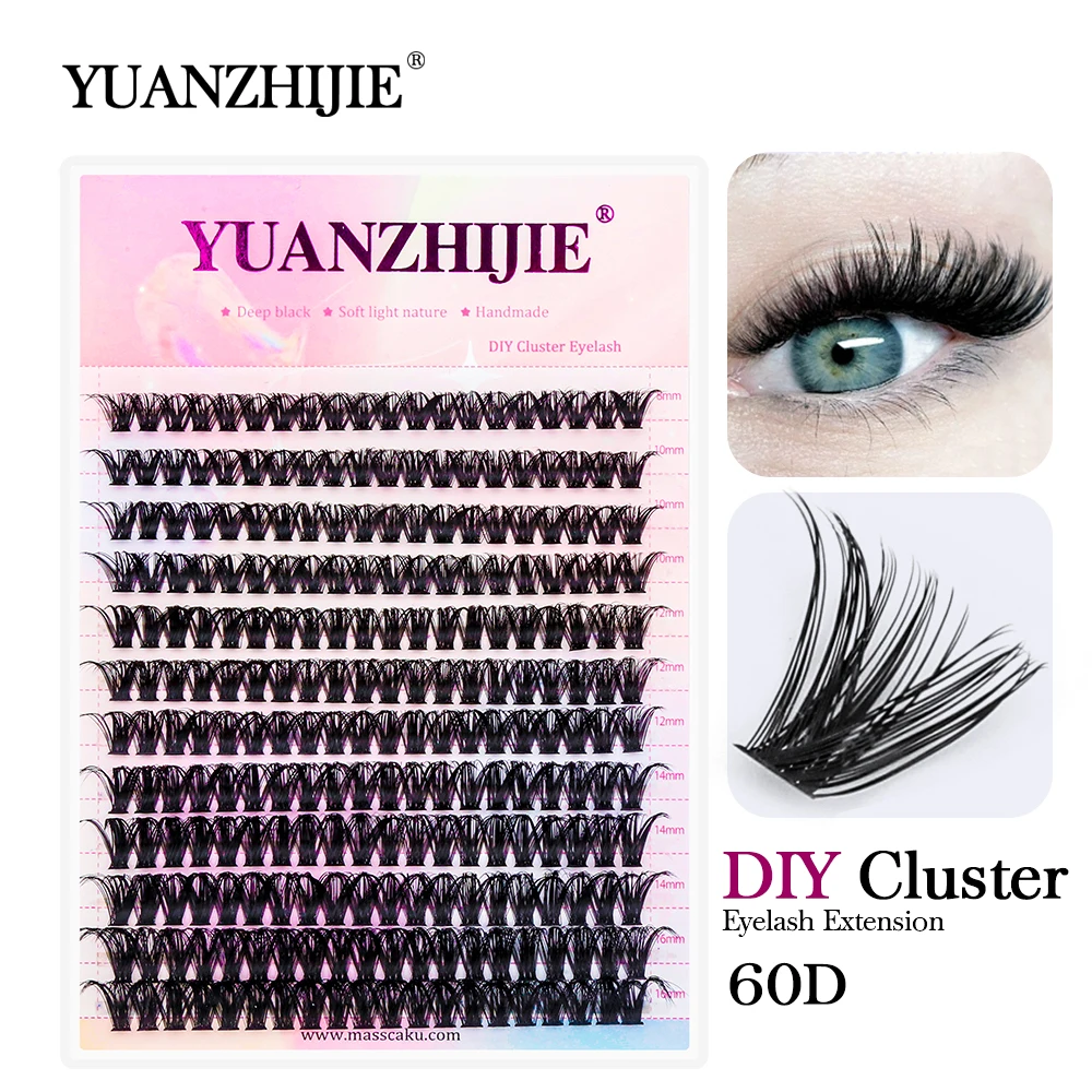 YUANZHIJIE Neue DIY Cluster Falsche Wimpern Wasserdicht Langlebig DIY Cluster Wimpernverlängerung Super Weiche DIY Segmentierte Wimpern