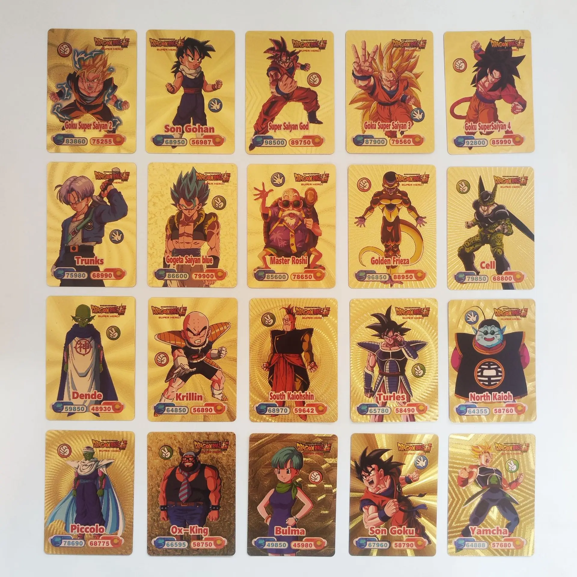 50pcs/set 2024 Dragon Ball Wukong PVC Gold Foil Waterproof English Card Card Super Saiyan Cartoon Anime Collection Card Toy Gift