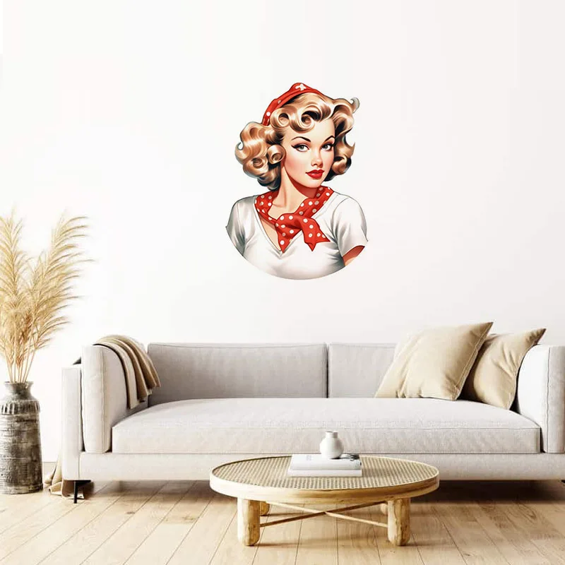 C403#Fashion Girl Wall Sticker Kids Room Background Home Decoration Mural Living Room Wallpaper Funny Decal