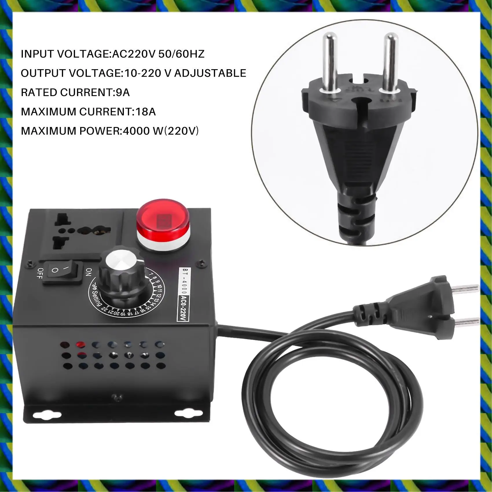 منظم جهد إلكتروني يومي Ac220v 4000 وات Scr، وحدة تحكم في سرعة مروحة المحرك، أداة كهربائية قابلة للتعديل، Eu Pl