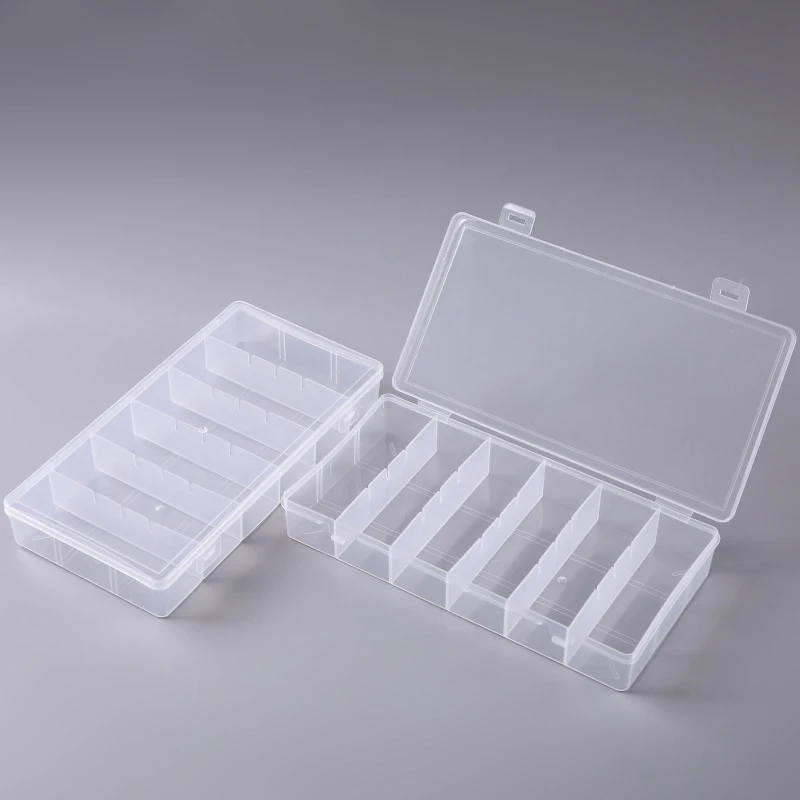 Rectangular 6 Grids Eyelashes Tools Storage Box Clear Plastic Cotton Swab Case Lashes Brush Tape Glue Organizer