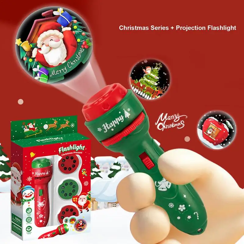 

Kids Christmas Torch Projector Story Lighting Slide Lamp Cognitive Atmosphere Light Flashlight Projection Luminous Toy For kid