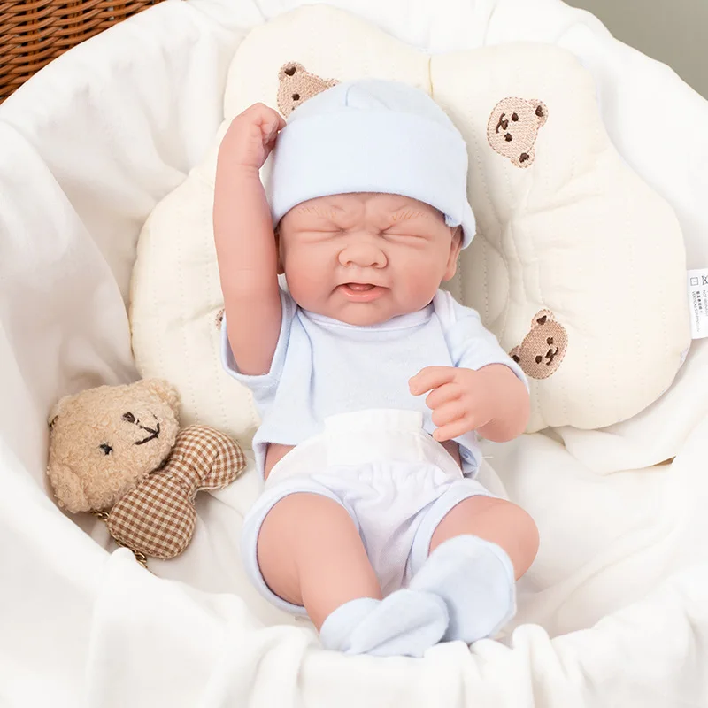 New Bebe Reborn Doll 35cm Vinyl Reborn Toys For Girl Cute Crying Emoji Doll Full Body Soft Vinyl Boy Girl Bebes Reborn Toy Gifts