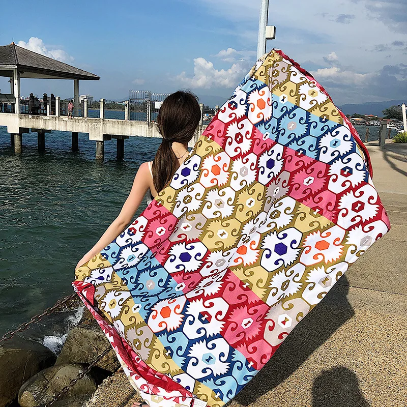 Beach Scarf Sunscreen shawl Designer Hair Print Head Large Handkerchief Shawl Women bandanna foulard muffler wrap wholesale