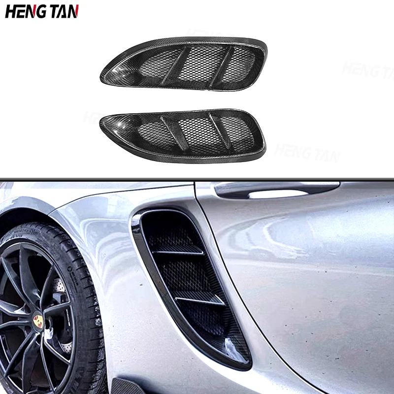 

For Porsche Boxster Cayman 718 2016-2019 Side Fender Intakes Air Vents Trim Cover Caps Splitters Carbon Fiber Upgrade Body kit