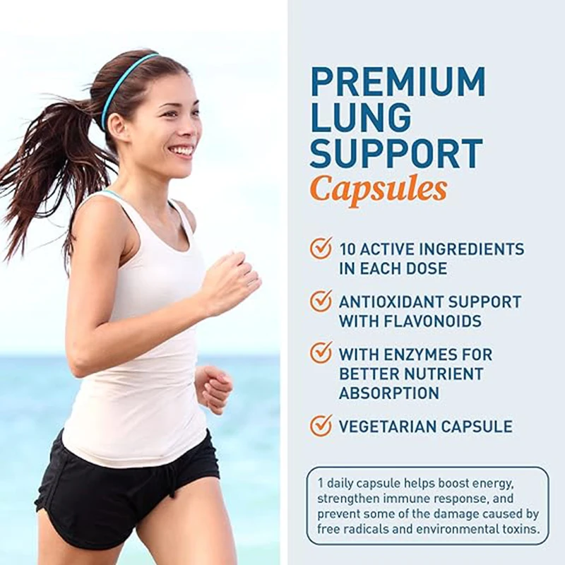 Lung Health, Lung support supplement, containing vitamin C, casein, quercetin, and bromelain, non GMO, 60 capsules