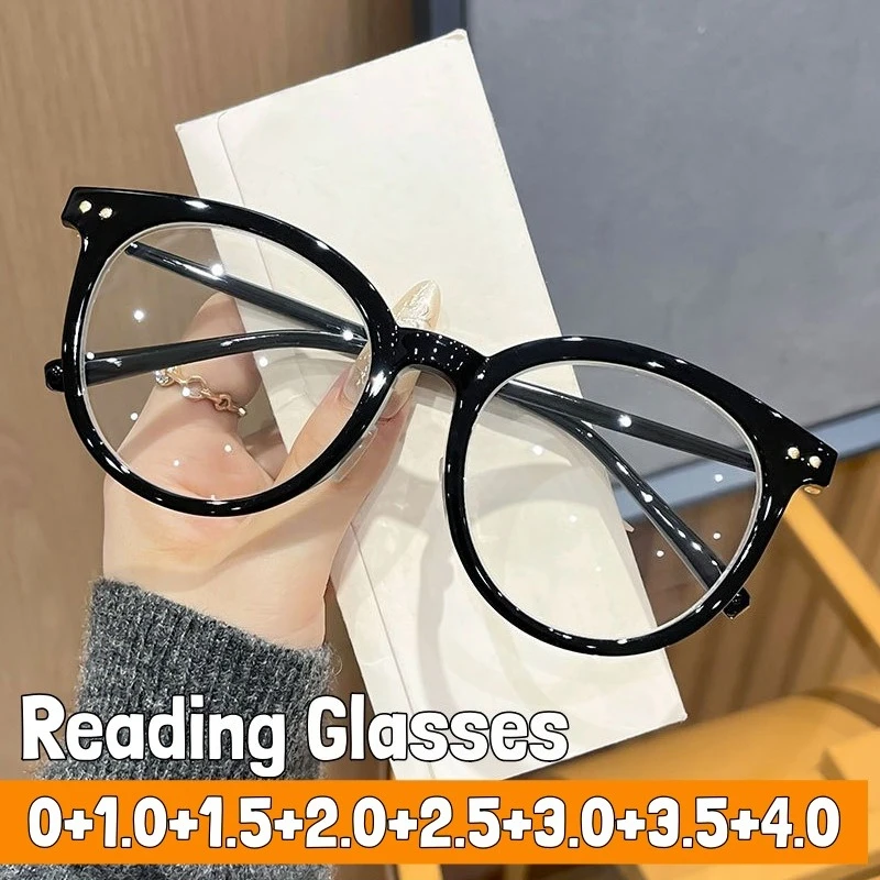 

New Fashion Round Frame Reading Glasses for Female and Male Ultra Light Anti Blue Light Computer Office Work Presbyopia Glasses