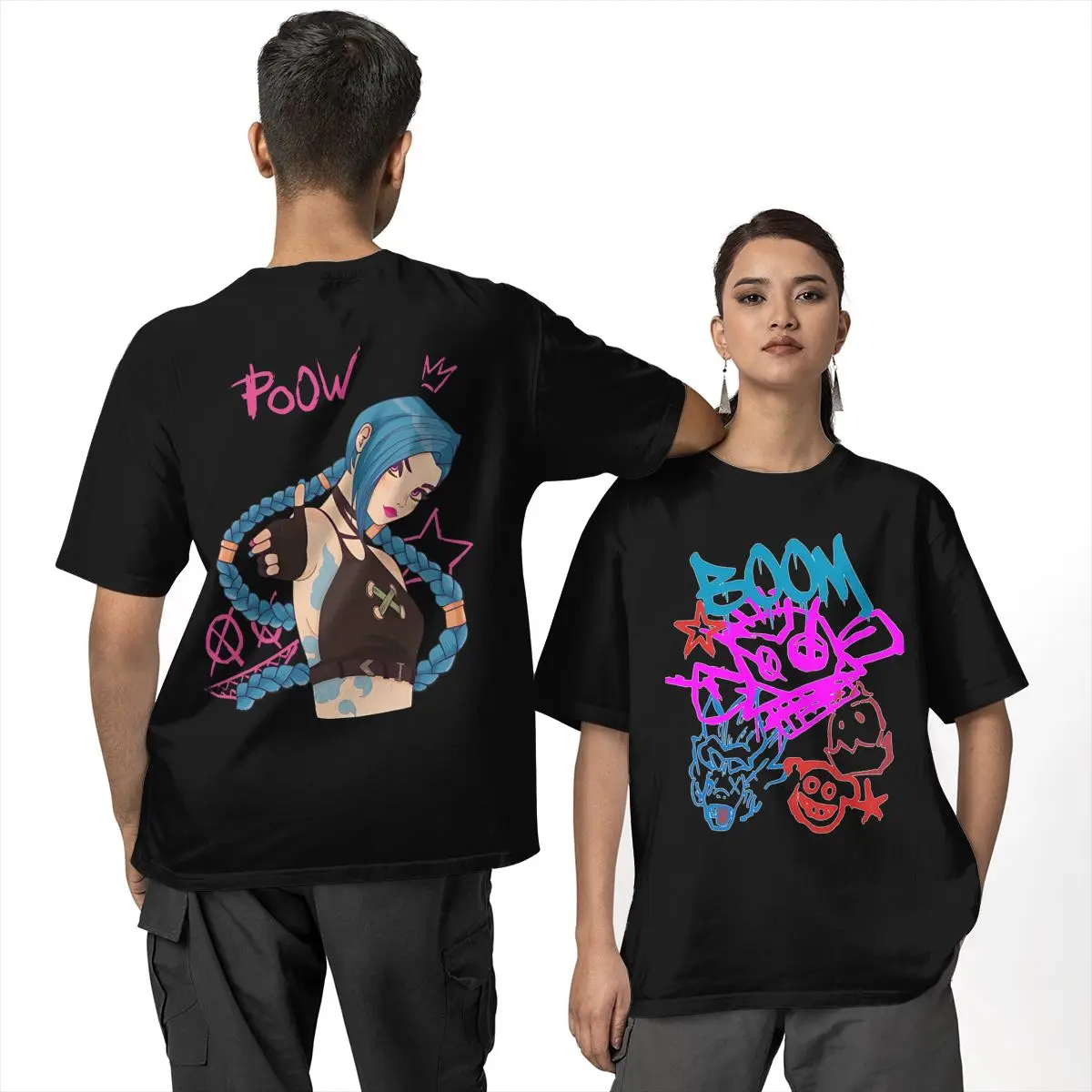 

Мужские футболки с принтом Arcane-Jinx, футболки из 100% хлопка, пляжная винтажная футболка с короткими рукавами и круглым вырезом, популярный дизайн, футболка большого размера