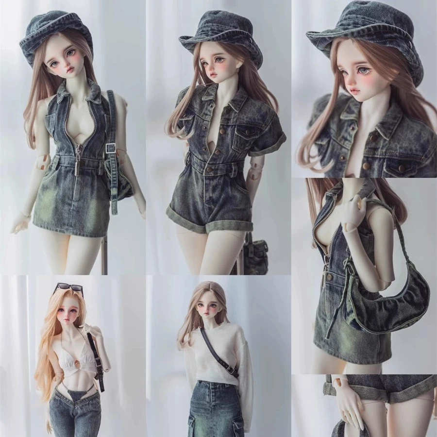 

BJD Doll Clothes 1/3,impl, sd16 Denim Dress/onesie/bag/Hat BJDDoll Accessories (no doll)