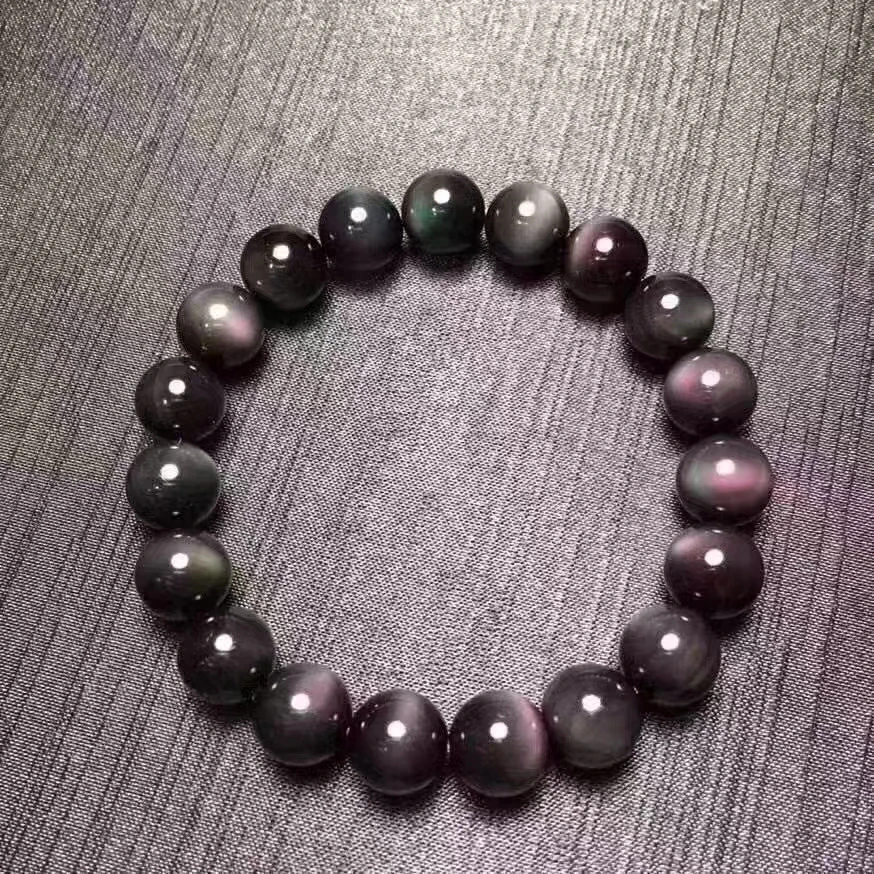 Natural Rainbow Eye Obsidian Bracelet Buddhist Beads Ladies Men's Fashion Beaded Blessing Healing Jewelry Valentines Day Gifts