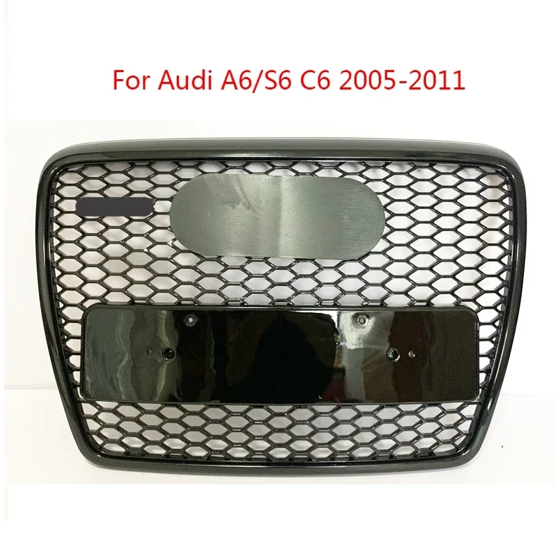 

Car Front Bumper Grill Center Grille for Audi A6/S6 C6 2005 - 2011 (Refit for RS6 Style) Car-styling Accessories Without Emblem