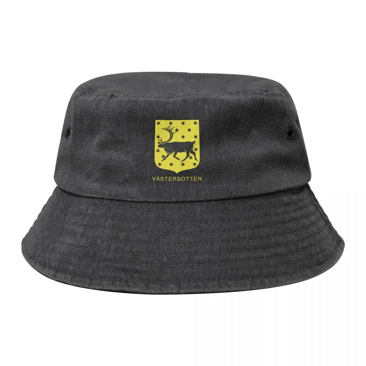 

Reindeer and Stary Night Sky, the Coat of Arms of Vsterbotten, Sweden, Yellow print (Svenska Landskap) Bucket Hat