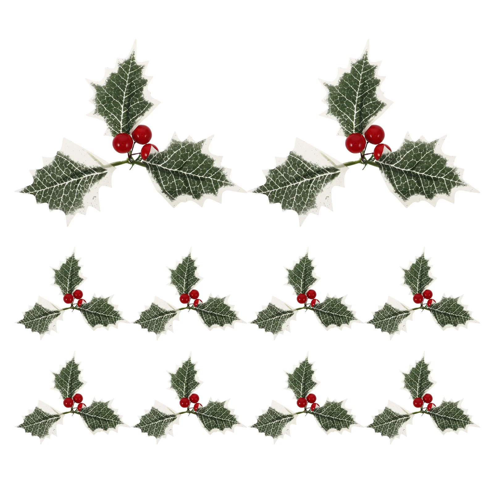 

10pcs Christmas Red Berry Green Leaf Accessories Artificial Berry Leaf For Christmas Decor Greenery Fake Plant Wedding Party