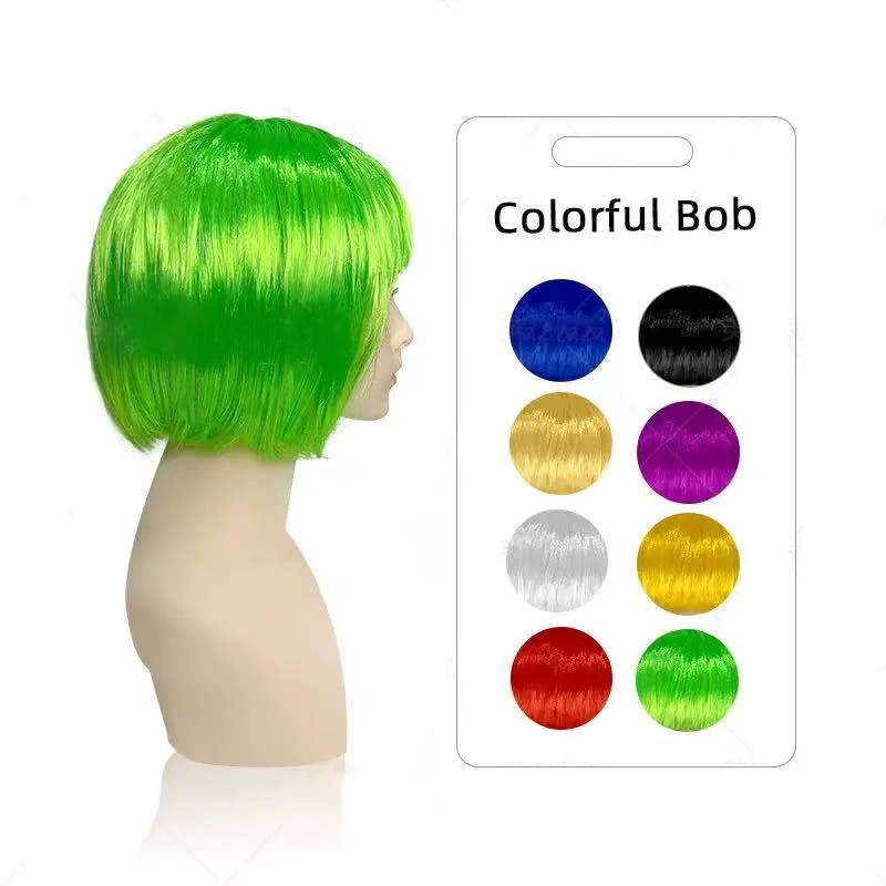 Kurze Bob-Perücke für Damen, schwarz, braun gemischt, für den Alltag, Kostümperücken, farbenfrohe, leichte Yaki-Perücken aus glattem Kunsthaar, für Partys und den Alltag