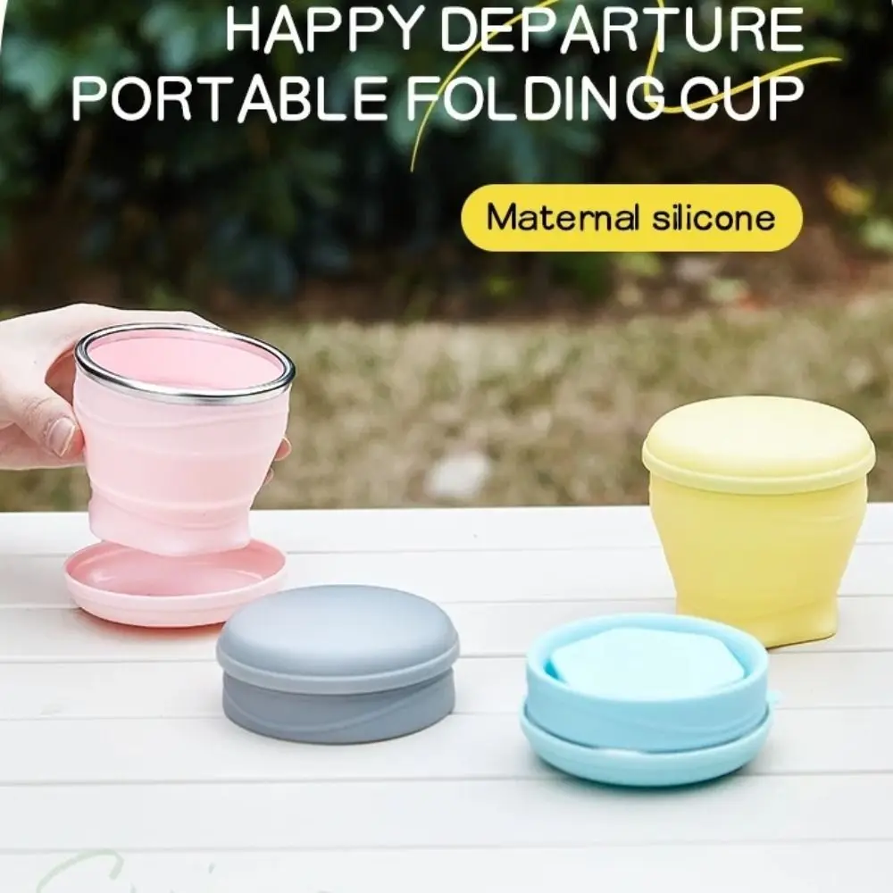 Reusable 180ml Folding Cups Silicone with Lid Portable Teacup Creative Lightweight Telescopic Drinking Mug Water Cup