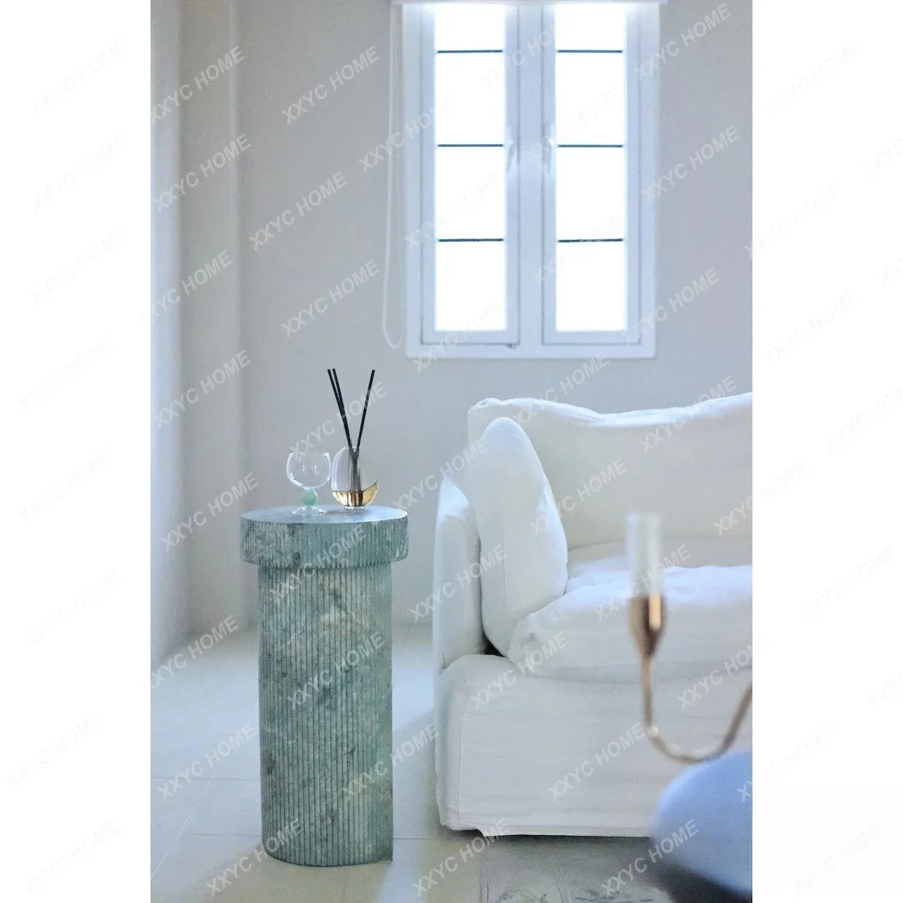 GGBed and breakfast living room simple imitation marble Roman column coffee table