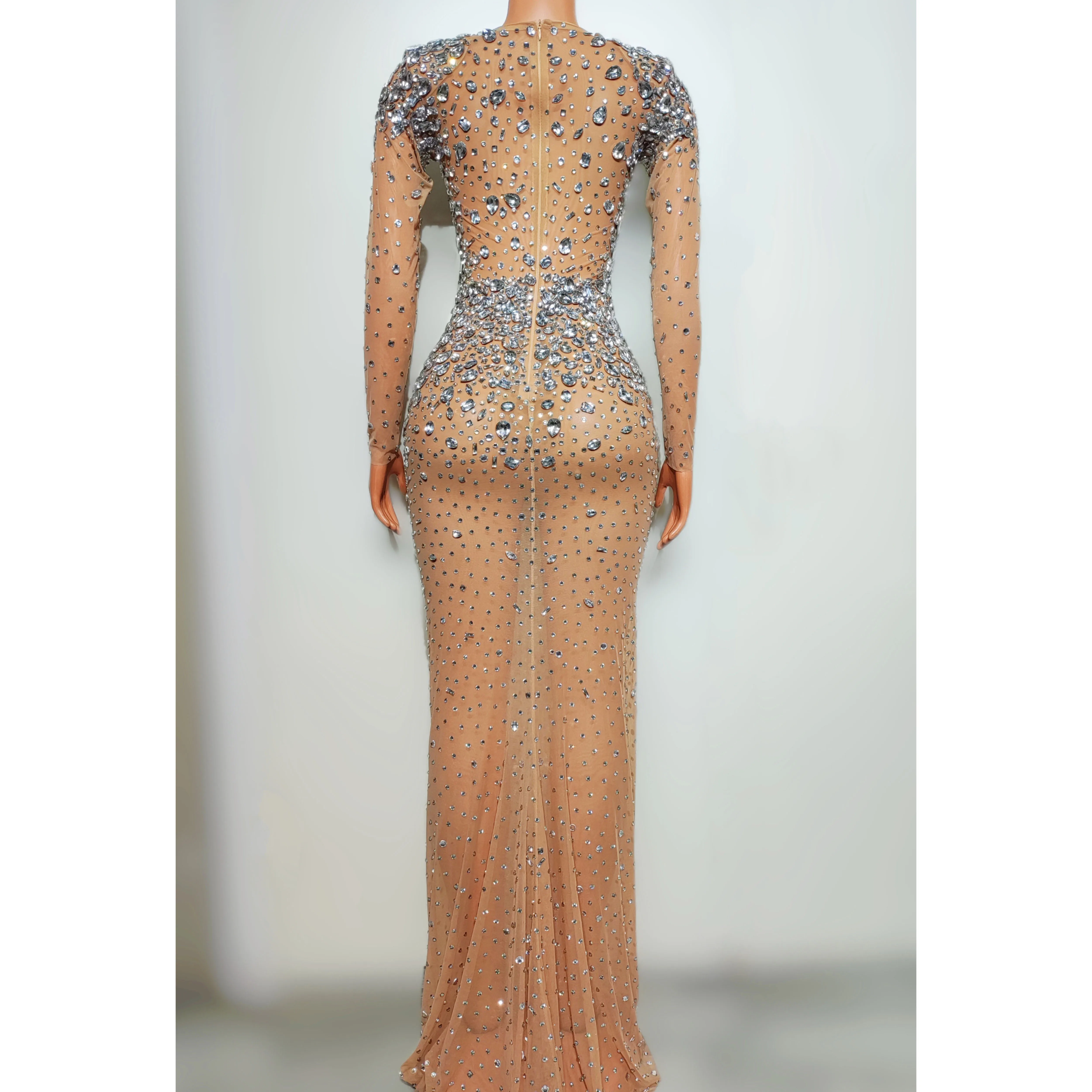 Show Girl Outfit 2025 Strass Sexy Lange Jurken Gogo Danskleding Zanger Show Wear Luxe elegante damesjurk Fea