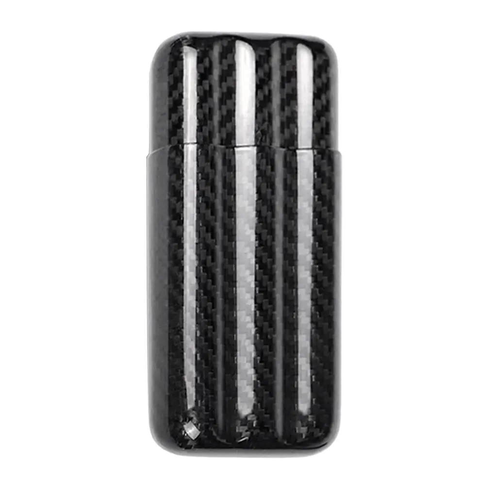 Black Carbon Fiber Gloss Finish Cigar Case Holder 3 Tubes Travel Case Cover