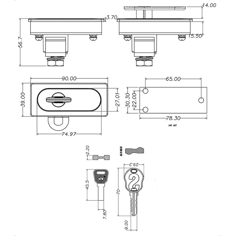 2PCS Vending Machine Locks Self-Service Water Vending Lock Game Machine Locks Car Washing Machine Chassis Cabinet Lock GF1164