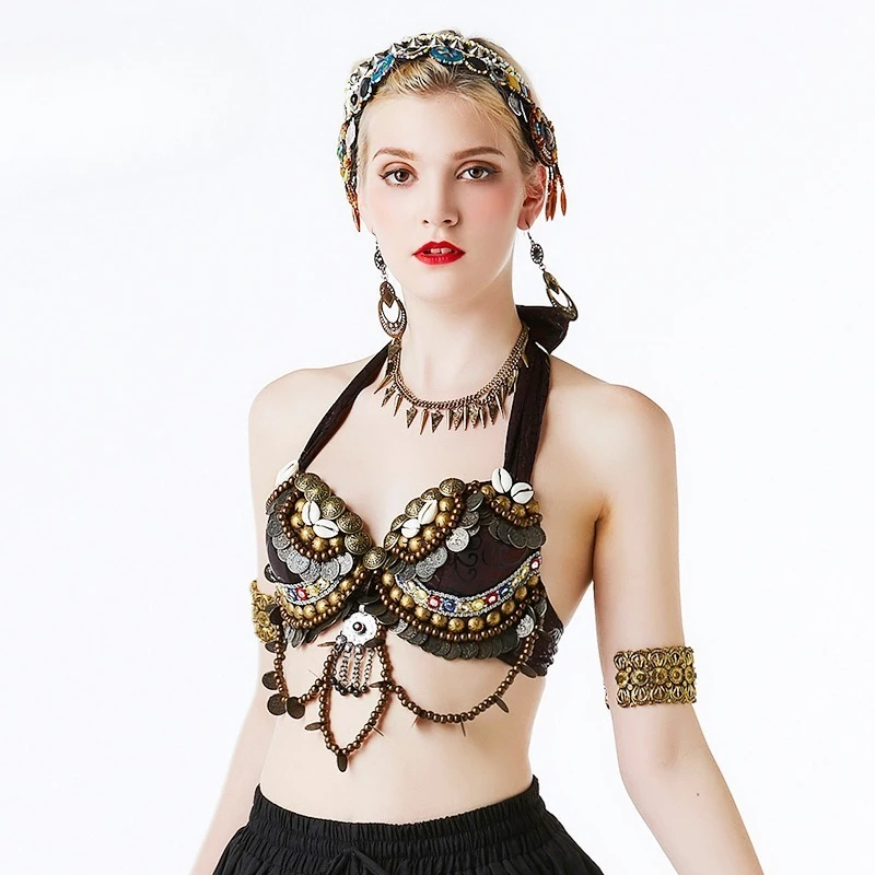 dostosowane biustonosze do tańca brzucha damskie etniczne kostiumy do tańca ATS biustonosze plemienne strój festiwalowy do tańca brzucha
