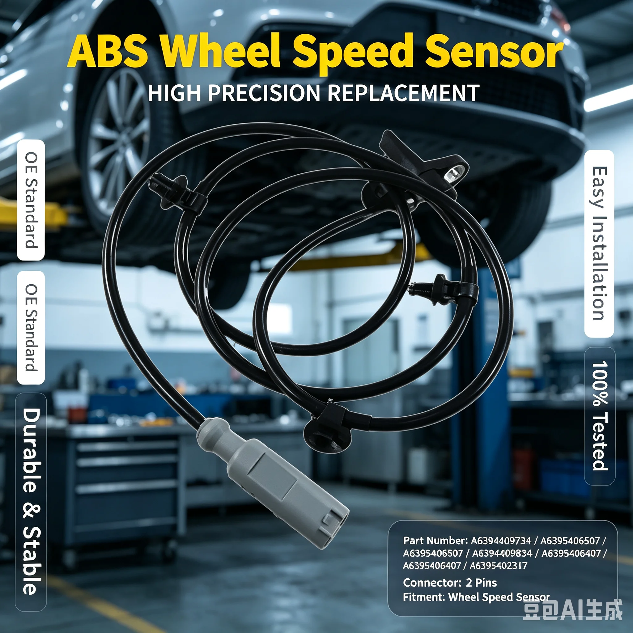 ABS Sensor for Viano VITO A6394409734 A6395406507 A6394409834 A6395406407 A6395402317 Rear Wheel Speed Sensor High Quality
