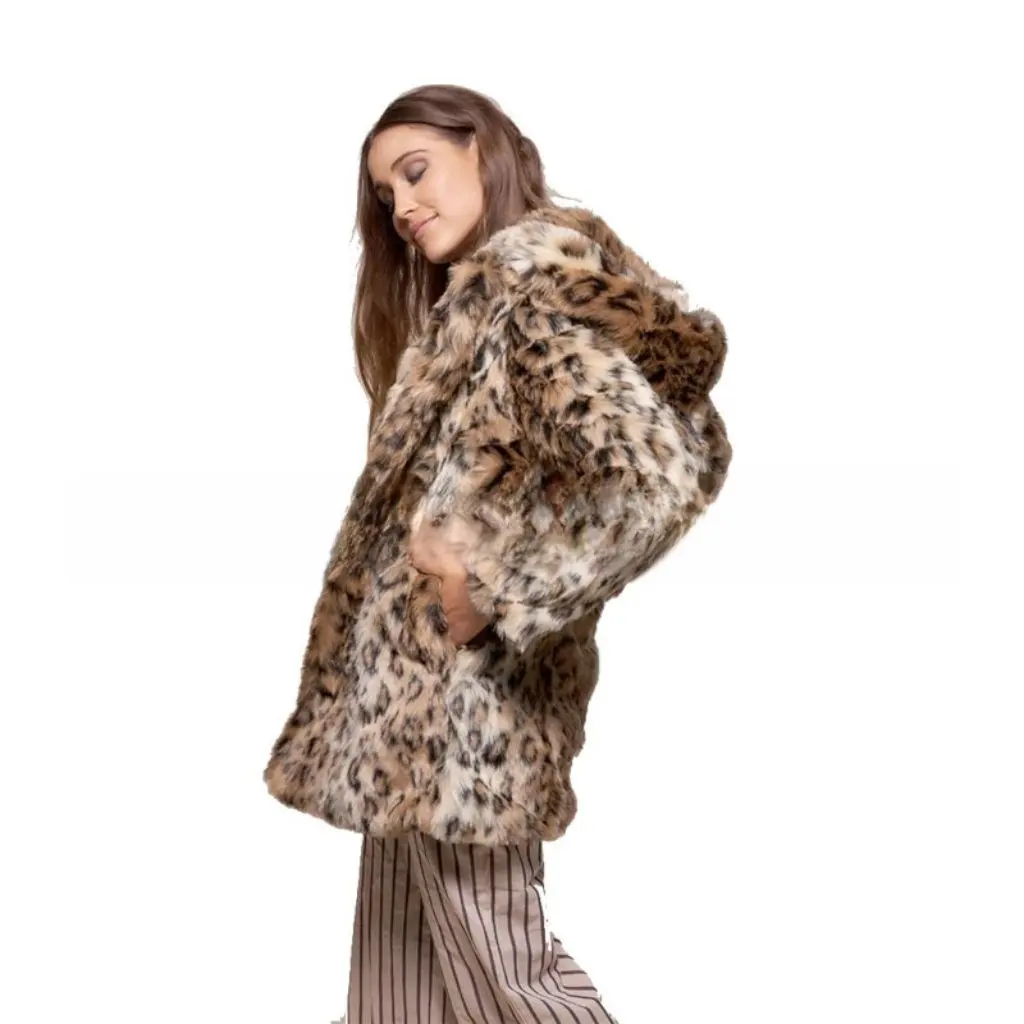 

Женская бархатная куртка с леопардовым принтом и капюшоном, повседневная верхняя одежда средней длины в европейском и американском стиле, хит продаж