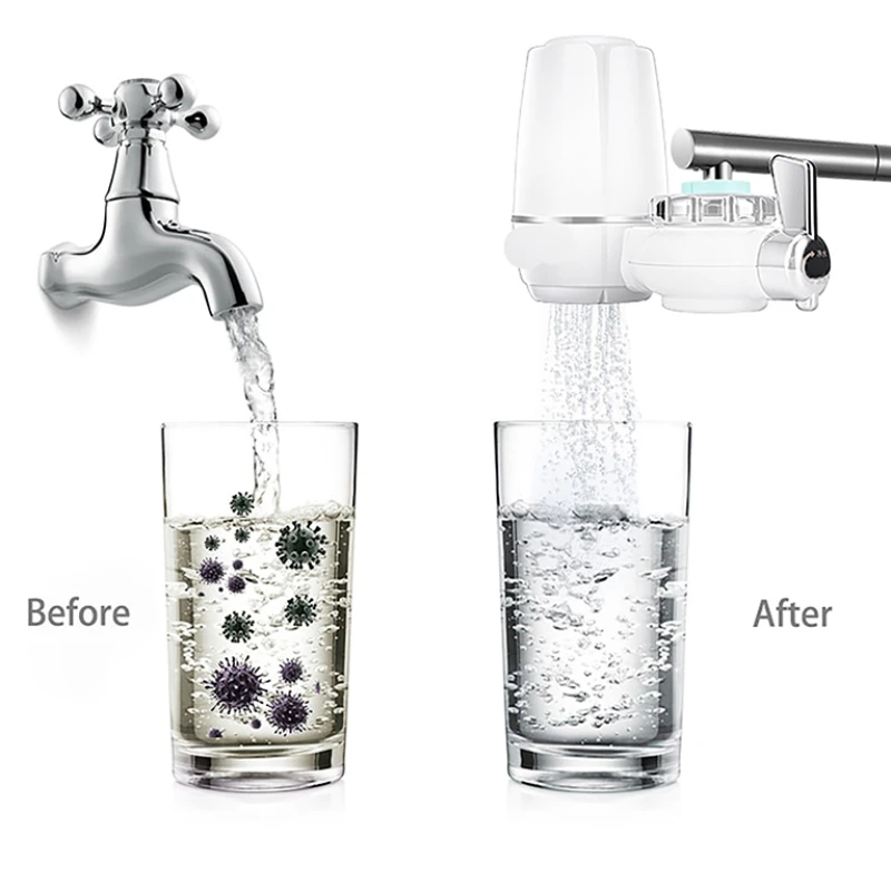 Ceramic Water Filter Cartridge, Kitchen Faucet, Tap Water Purifier, Activated Carbon, Replaceable, Tap Water Filter