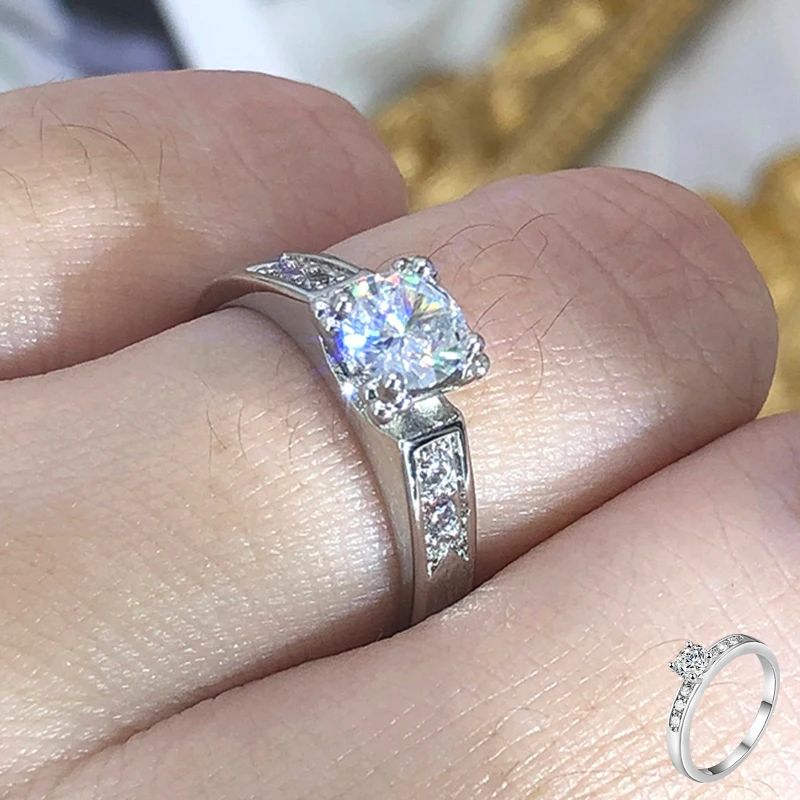 Aneis-Anillo de boda con Zirconia cúbica para mujer, sortija de boda, Zirconia, circonita, zirconita, circón, 4 garras, Color oro rosa, DWR051M