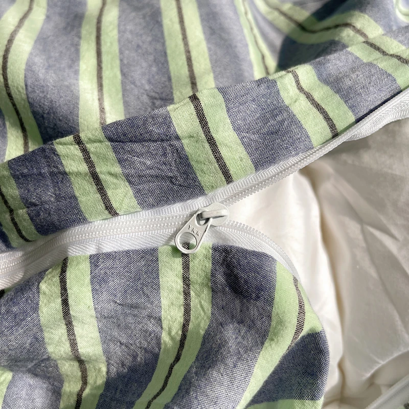 1pc Blue Stripe Cotton Duvet Cover 150x200 Queen Size Japanese Style housse de couette Skin friendly Breathable Comforter Sets