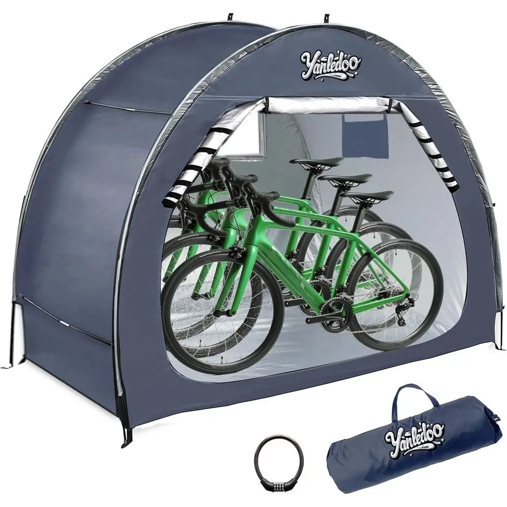 

Bike Shed, Waterproo ycle Shelter, Outdoor Portable Bike Storage Shed Tent with 210D rd abric, ycle Cover its 2-3 Bikes (Blue)