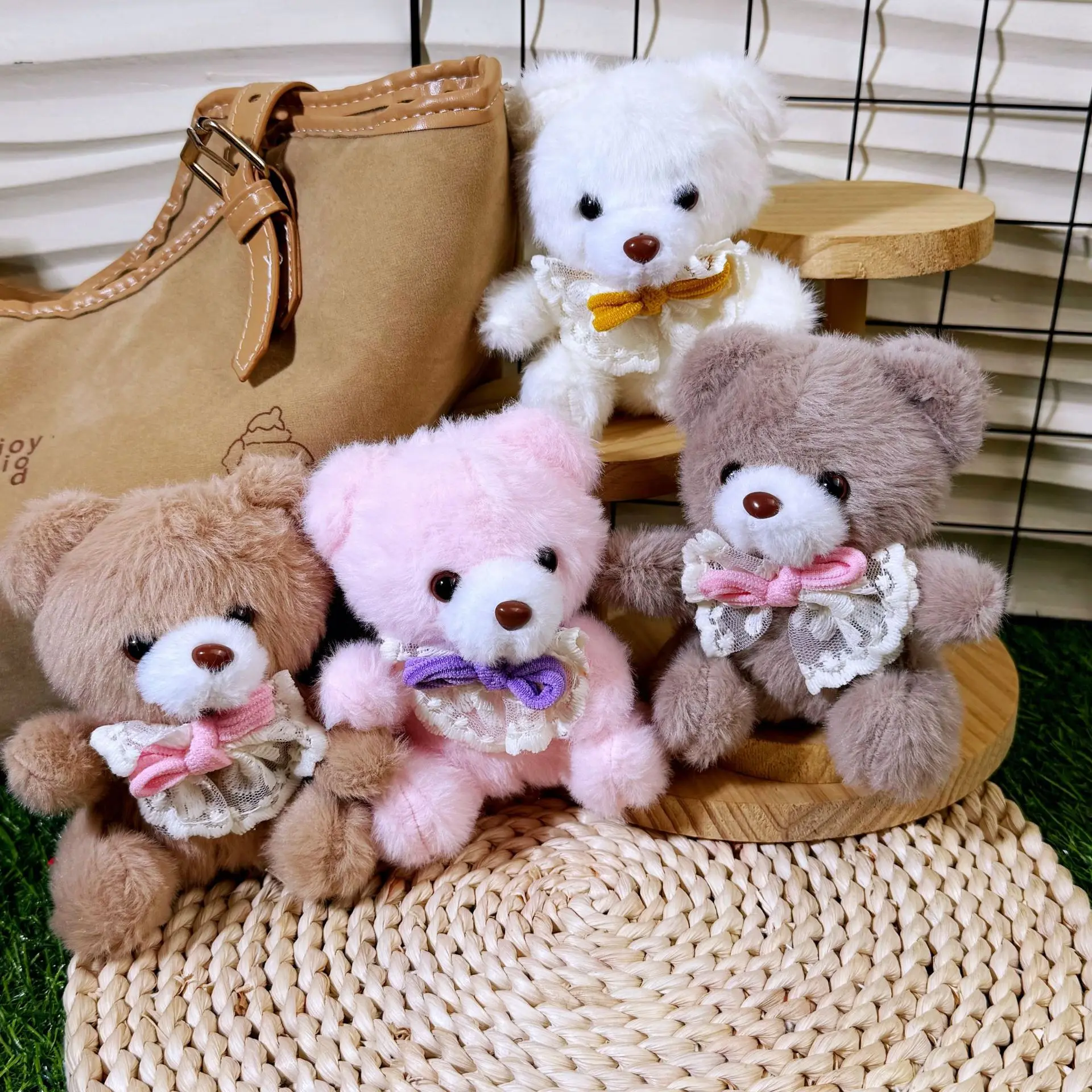 

Cute Bow Bear Pendant Plush Toy Baby Bear Pendant Keychain Doll