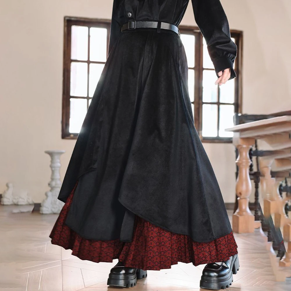 

Y2k Double Layer Pleated Snake Print Culottes Unisex Streetwear Harajuku Dark Style Stylish Samurai Pants Hakama Unisex 2025 New