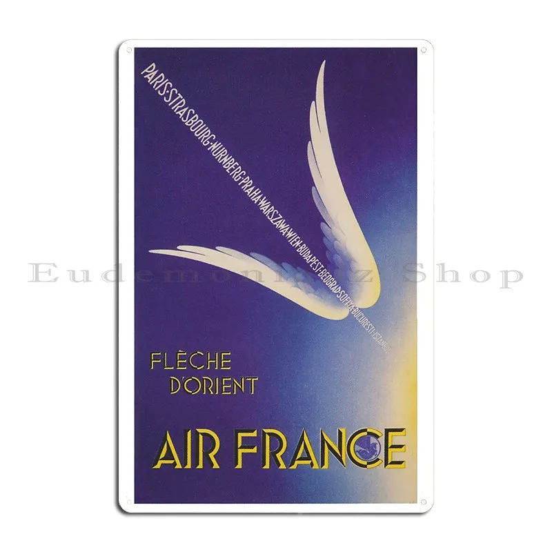 Air France Wings Vintage Travel Poster Metal Plaque Poster Party Bar Wall Decor Custom Garage Tin Sign Poster