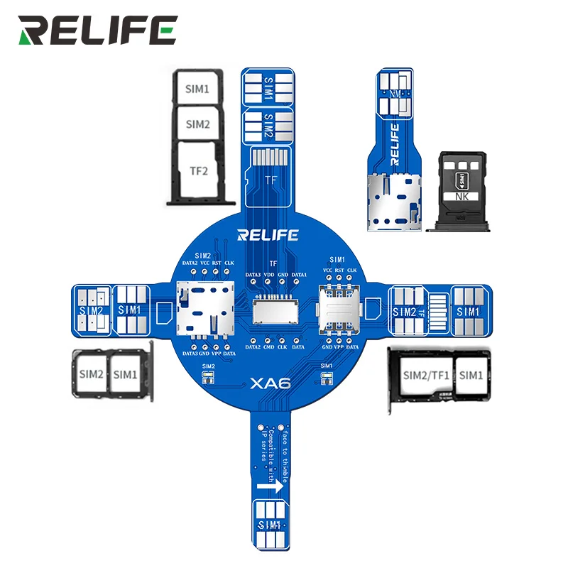 

RELIFE XA6 Dual-SIM Signal Test Board for IP/Android Phone Repair Non-Disassemble Device SIM/TF/NM Card Testing Tool