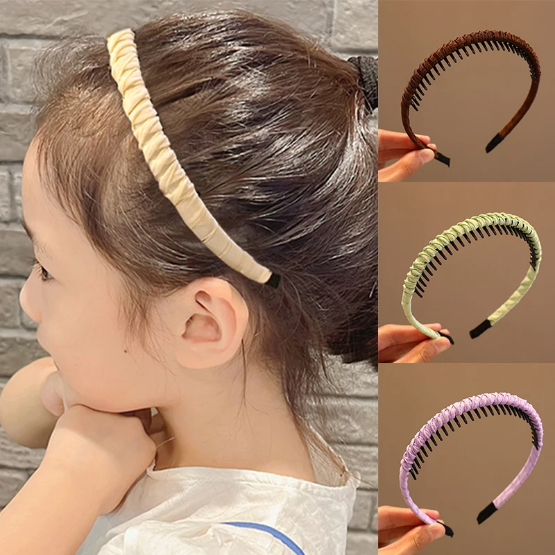 Fashionable Korean Girls Hair Accessories Simple Headwear Crystal Soft Headband Comb Hairband Women\'s Hemming