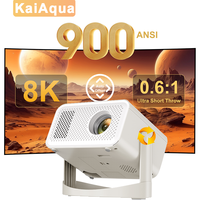 KaiAqua Home Portable Projector 4K 900ANSI HT23 Plus Native 1080P Auto Focus Keystone Correction Android11 WIFI6 360° HomeCinema