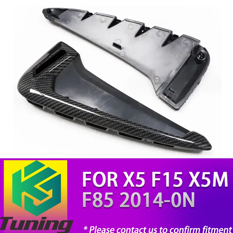 Replacement ABS Real Carbon Fiber Body Side Vent Trim Cover for BMW X5 F15 X5M F85 2014 2015 2016 2017 2018 with Logo