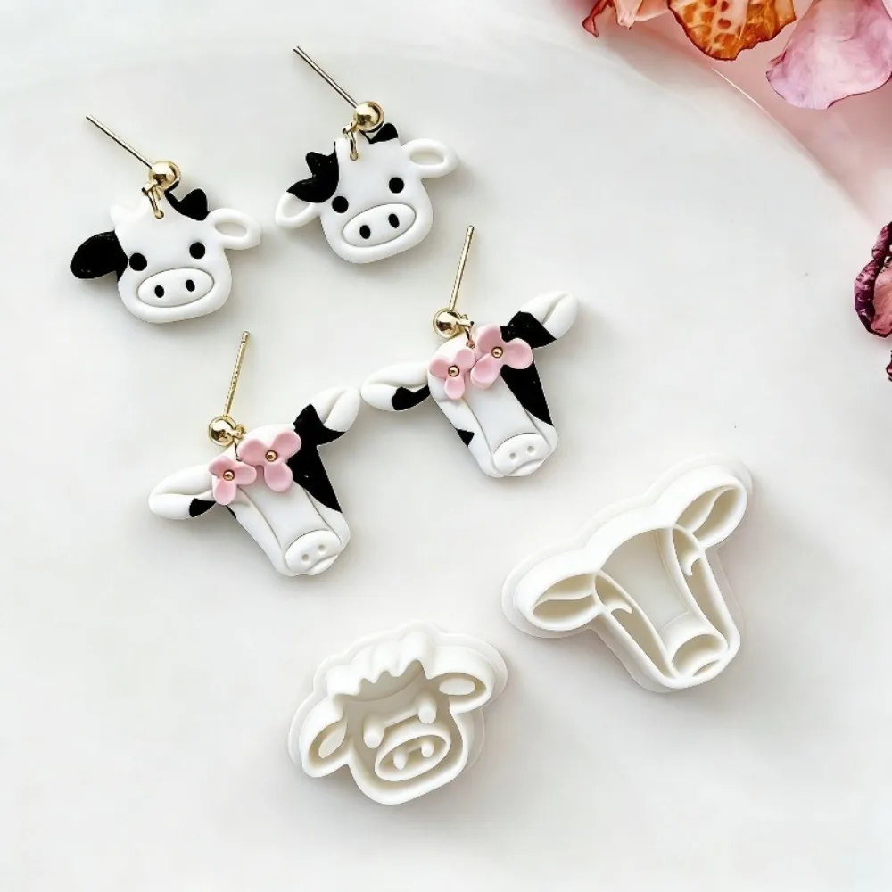 2Pcs Cute Cow Polymer Clay Cutters Set  Animal Theme Clay Molds for DIY Earrings Jewelry Making Tools for Polymer Clay Crafts