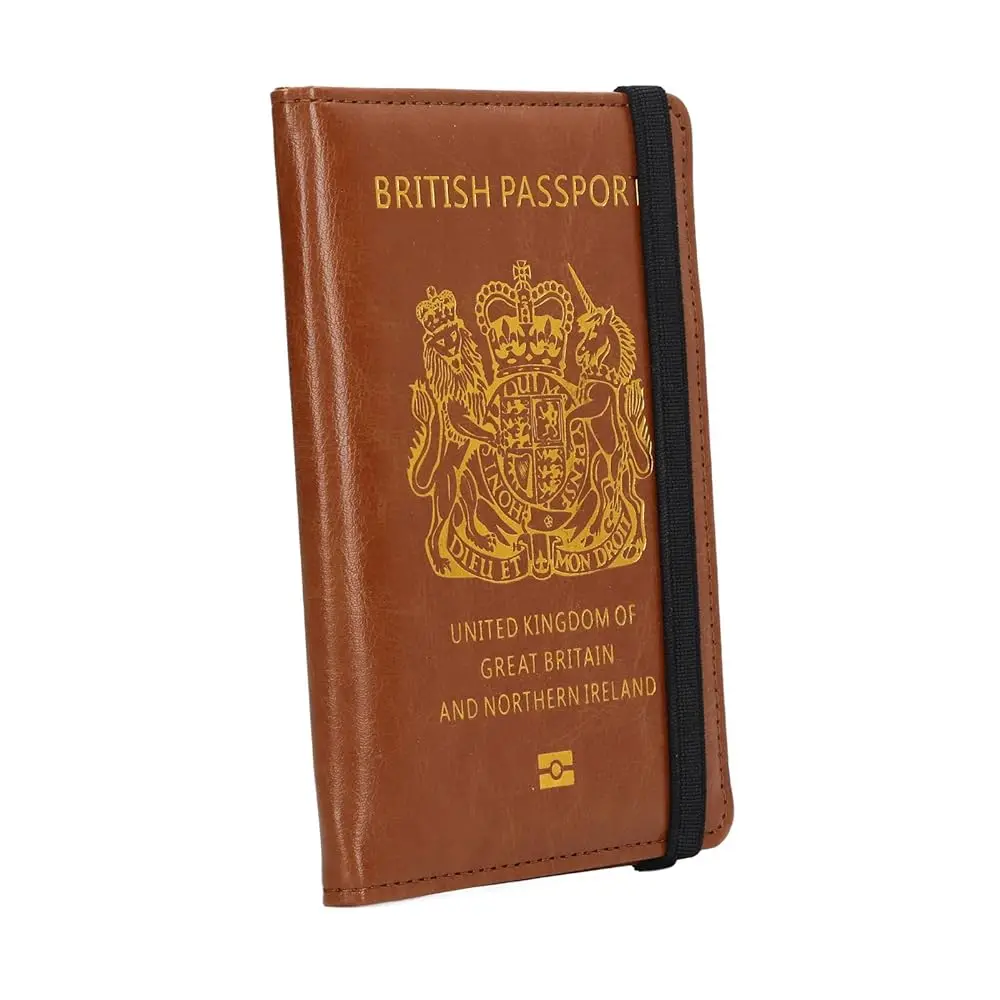 

Passport Wallet, Brown United Kingdom Passport Multifunction Card Holder for Business