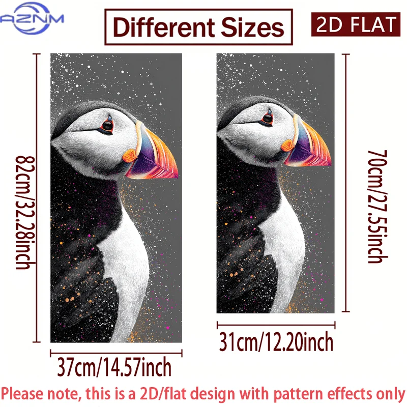 Self-Adhesive, Waterproof PVC Sticker Featuring a 2D/Flat Puffin Design, Perfect for Decorating Trash Cans Or Walls. It Has a