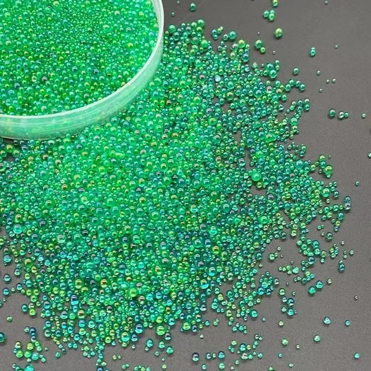 400g/bag Iridescent Bubble Beads - Mixed Bobo Glass Micro Beads for Nail Art, DIY Craft Accessories