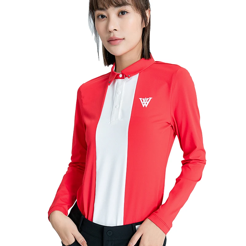 Spring Autumn Golf Clothing New Outdoor Quick Drying Sports Shirt Women\'s Leisure Long sleeved T-shirt Contrast POLO Shirt Top