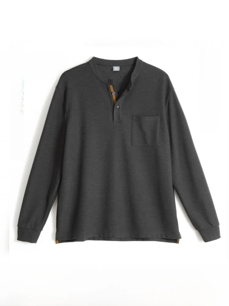 

Long Sve Men's T-irt Comfortable Breathable Soft Polyester Fiber Autumn Wear for Middle-Aged And ly Fathers