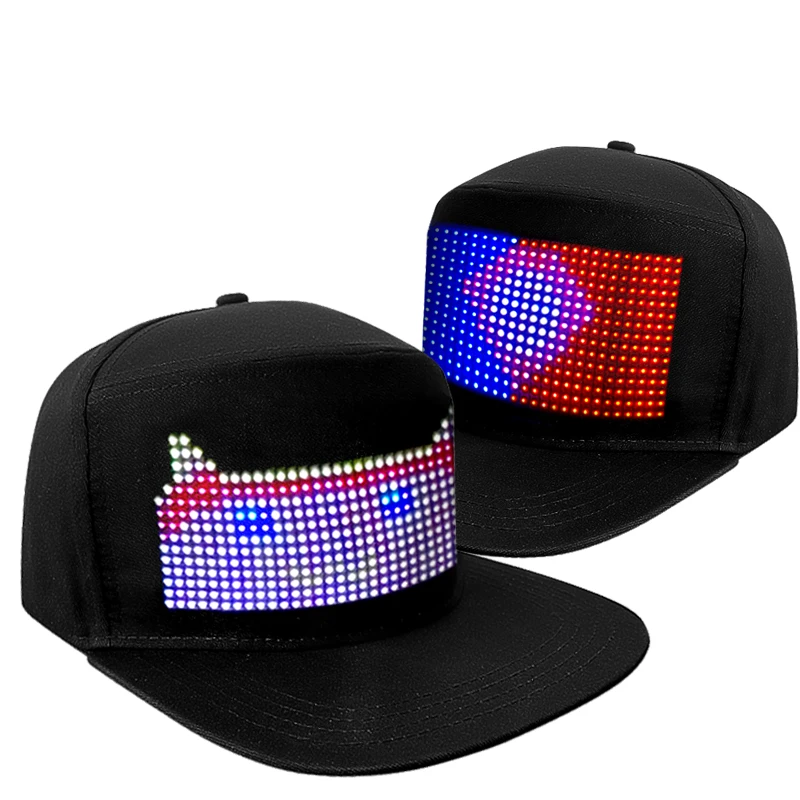 Smart LED Light Display Hat DIY APP Control Party Atmosphere Nightclub Logo Hat Electronic Fashion Accessory