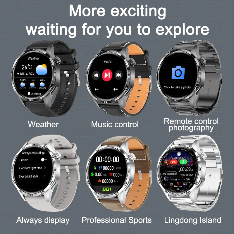 For HUAWEI IOS Outdoor Sport GPS Smart Watch Men 1.53-inch HD AMOLED Screen IP68 Waterproof Bluetooth Call NFC Smartwatch 2024